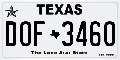 TX license plate DOF3460