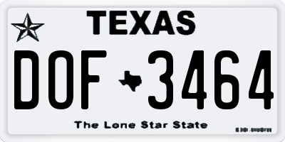 TX license plate DOF3464