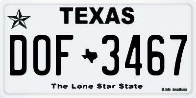 TX license plate DOF3467
