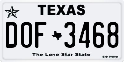 TX license plate DOF3468