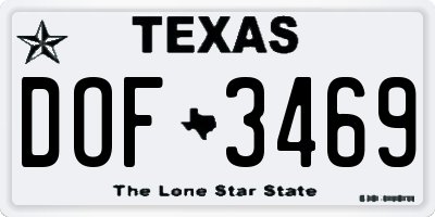 TX license plate DOF3469