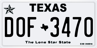 TX license plate DOF3470