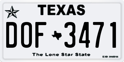 TX license plate DOF3471
