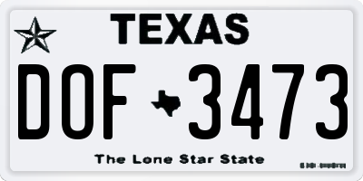 TX license plate DOF3473
