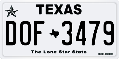 TX license plate DOF3479