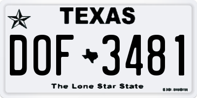 TX license plate DOF3481