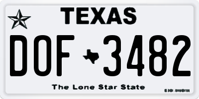 TX license plate DOF3482