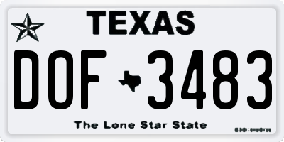 TX license plate DOF3483