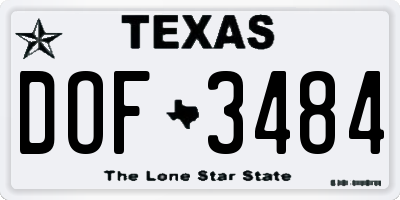 TX license plate DOF3484