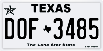 TX license plate DOF3485