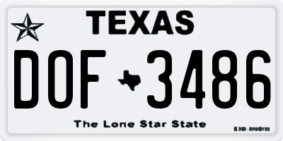 TX license plate DOF3486