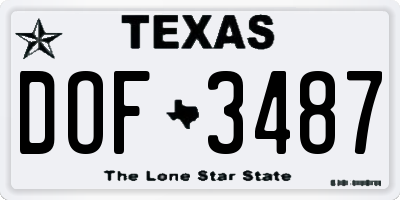 TX license plate DOF3487