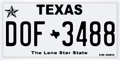 TX license plate DOF3488