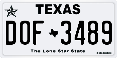 TX license plate DOF3489