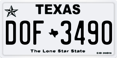 TX license plate DOF3490