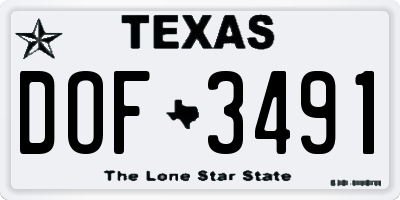TX license plate DOF3491