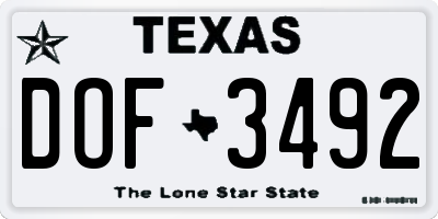 TX license plate DOF3492