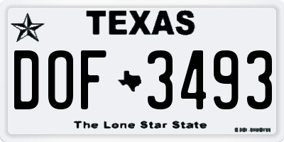 TX license plate DOF3493