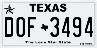 TX license plate DOF3494