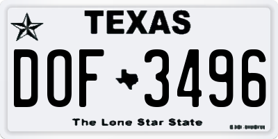 TX license plate DOF3496
