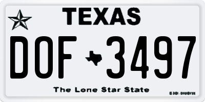 TX license plate DOF3497