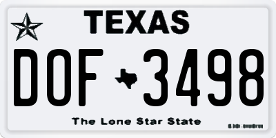 TX license plate DOF3498