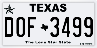 TX license plate DOF3499