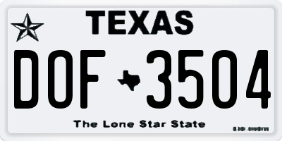 TX license plate DOF3504