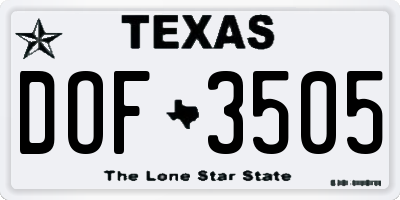 TX license plate DOF3505