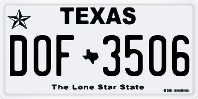 TX license plate DOF3506