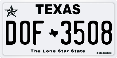 TX license plate DOF3508