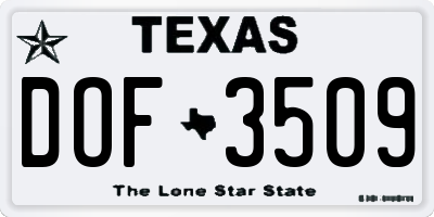 TX license plate DOF3509