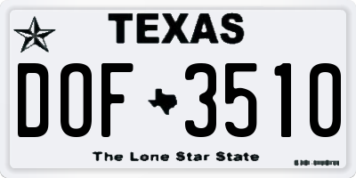 TX license plate DOF3510