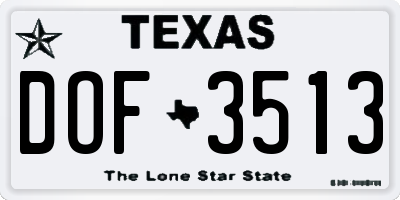 TX license plate DOF3513