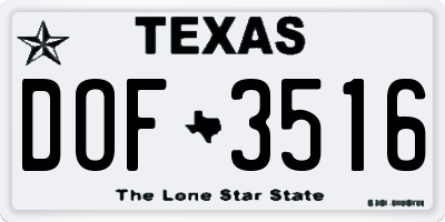 TX license plate DOF3516