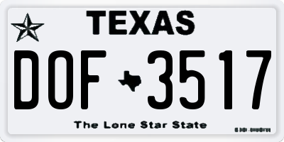 TX license plate DOF3517
