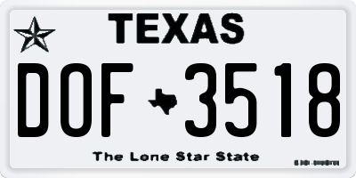 TX license plate DOF3518