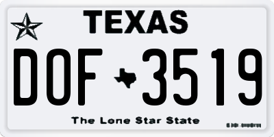 TX license plate DOF3519
