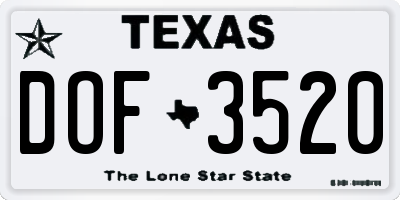 TX license plate DOF3520