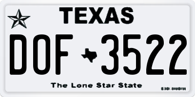 TX license plate DOF3522