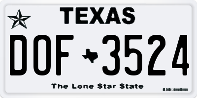 TX license plate DOF3524