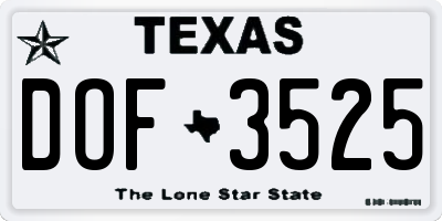 TX license plate DOF3525