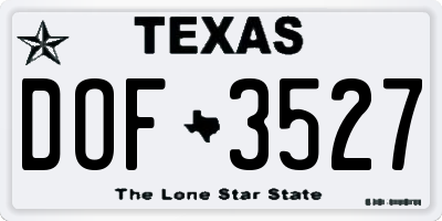 TX license plate DOF3527