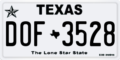 TX license plate DOF3528
