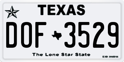TX license plate DOF3529