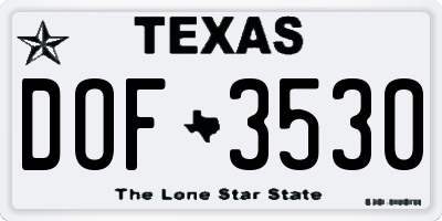 TX license plate DOF3530