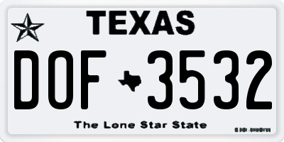 TX license plate DOF3532