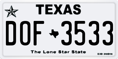 TX license plate DOF3533