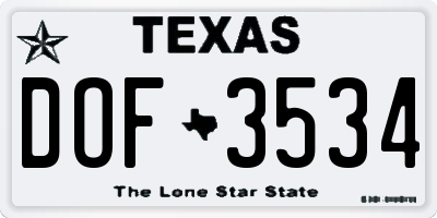 TX license plate DOF3534