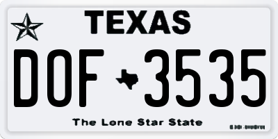 TX license plate DOF3535